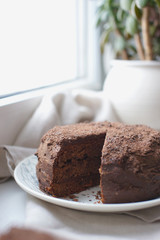Basque beret chocolate cake cooked at home
