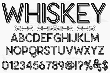 abc Font. alphabet Script. Typeface.Shadow. Effect.vintage Hand Drawn.Retro Typography.Vector Illustration