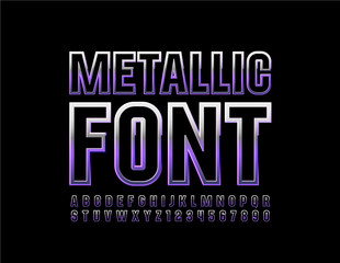 Vector Metallic Font. Elegant Uppercase Alphabet Letters and Numbers.