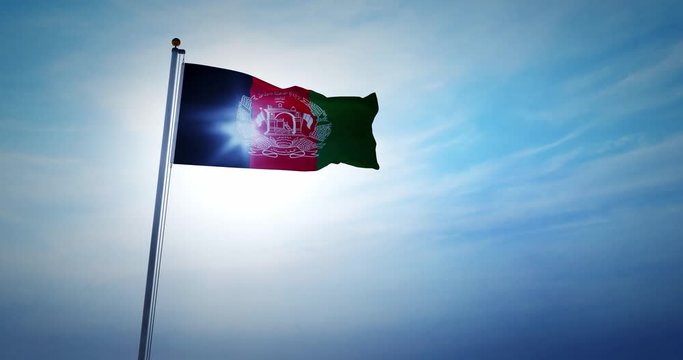 Afghanistan flag waving represents the Islamic Republic of Afghanistani people. Celebration of independence and patriotism or political state - 4k