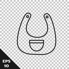 Black line Baby bib icon isolated on transparent background. Vector Illustration