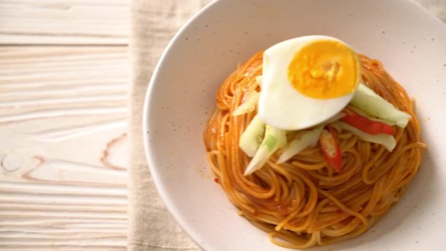 Korean cold noodles with egg - Korean food style