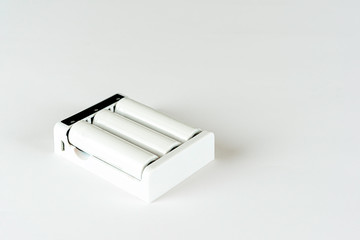 Rechargeable battery. Quick AA Charger on white background