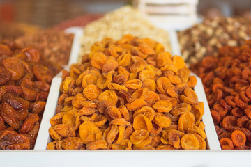 dried fruits and nuts. organic dried apricots