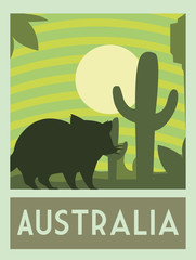 poster with a rodent of australia, postage stamp, sticker, banner