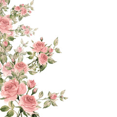  Floral background with rose buds and leaves