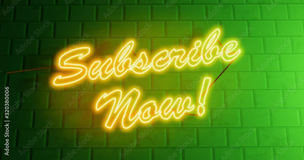 Poster subscribe now sign in glowing neon for subscription and application. immediate sign up to register a