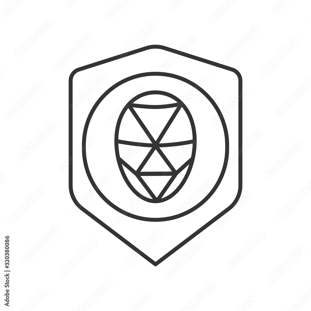 Poster identification polygonal grid face black line icon. protection and guard person system concept. biom