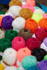 Colorful ball of yarn background 