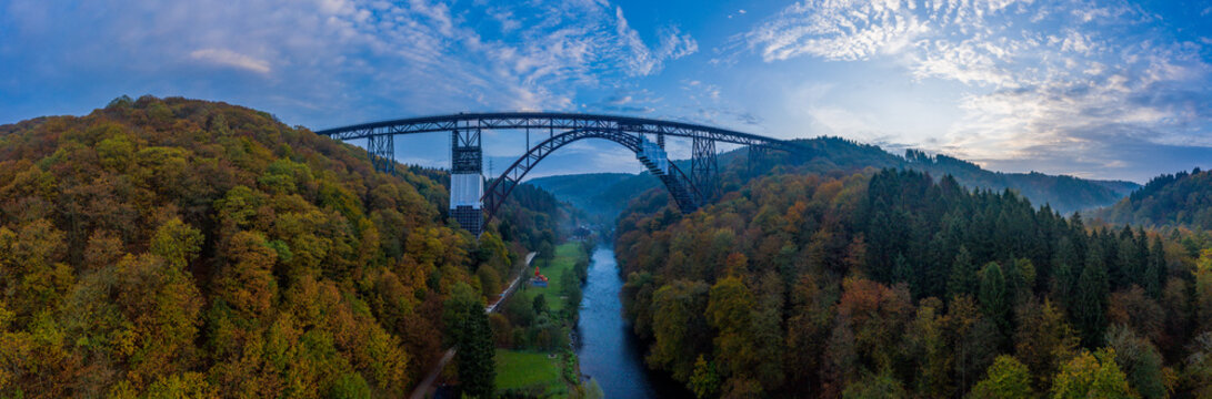 M&uuml;ngsten Bridge  the highest railway bridge in Germany.Drone photography.