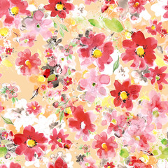  Watercolor floral seamless pattern 