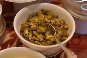 bowl of sliced peppers