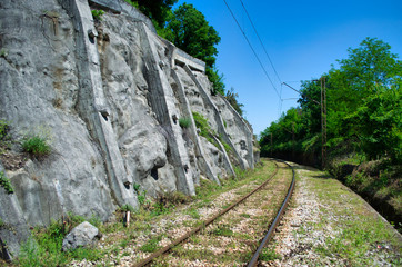 Railroad Next to Supporting Wall