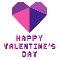 Heart origami lettering Happy Valentine's Day