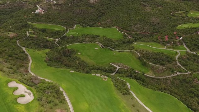 drone view of a golf course