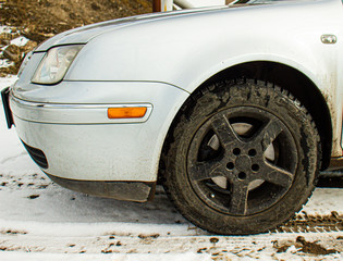 Fototapeta na wymiar dirty car on the road