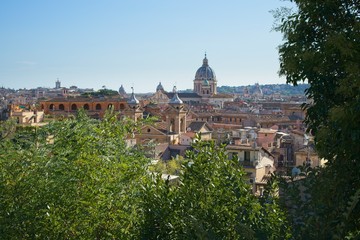 Fototapeta na wymiar A view of Rome from the gardens of Villa Borgbese 