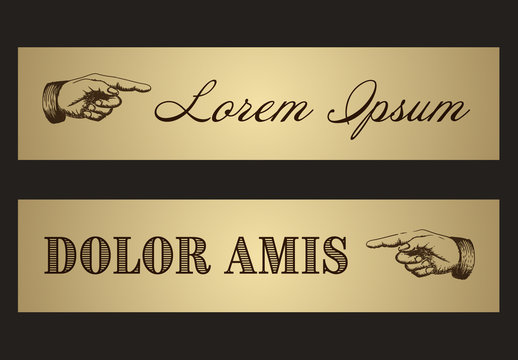 Vintage Label with Hand Drawn Pointing Hand