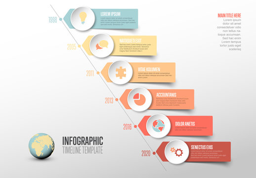 Simple Diagonal Timeline Layout with Icons