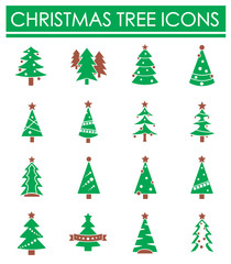 Christmas tree icons set on background for graphic and web design. Creative illustration concept symbol for web or mobile app