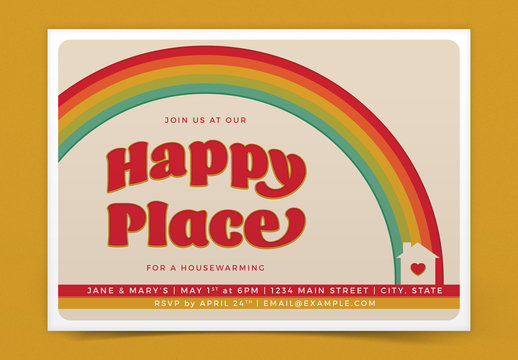 Retro Rainbow Housewarming Invitation Layout