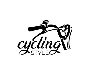 Bike and bicycle steering wheel, logo design. Bicycle, cycle or velocipede, vector design and illustration