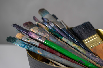 Fototapeta premium Colorful paint brushes Art concept. Painting process