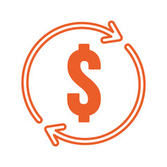 money dollar symbol with arrows