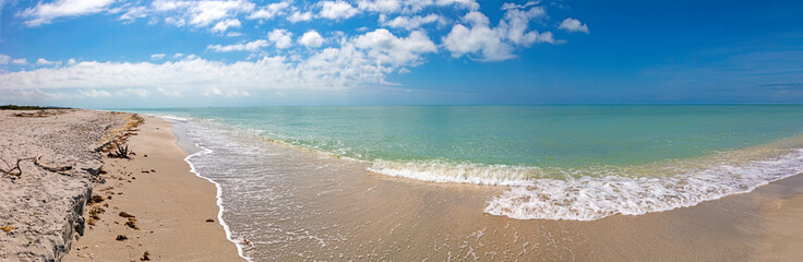 Fototapeta premium Panorama from the coast with blue sky and clouds