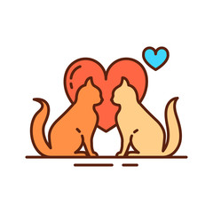 Mating animals color line icon. Combination of two animal individuals, serving reproduction. Pictogram for web page, mobile app, promo. UI UX GUI design element. Editable stroke.