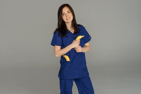 young woman doctor in surgery suit