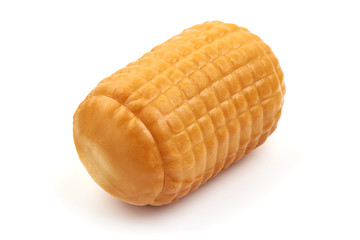 Smoked Polish cheese, isolated on white background