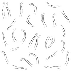 Women s hands. Beautiful graceful silhouettes. Collection. Vector illustration of a set
