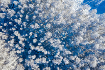 Aerial Winter Mountain landscape at the Rosa Khutor ski resort in Sochi, Russia. Snow covered...