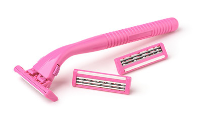 Pink shaving razor and replacement razor heads