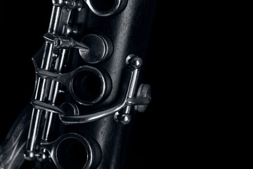 wooden clarinet on black