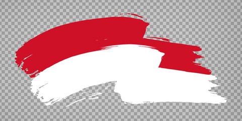 Obraz premium Flag of Monaco, brush stroke background. Waving Flag Principality of Monaco on tranparent backrgound for your web site design, logo, app, UI. Europe. EPS10.