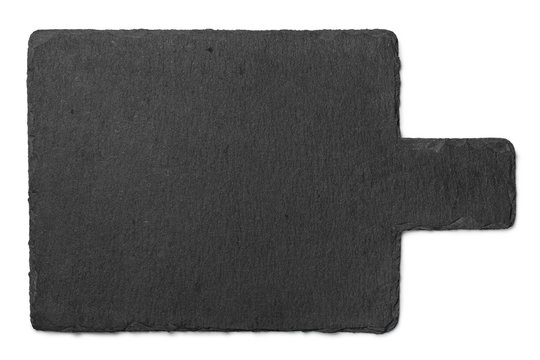 Rectangular black slate board, isolated on white background