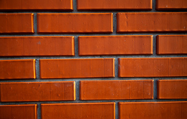 brick brown background. Cement floor in a dark room with a spotlight. For installation.