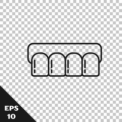 Black line Dentures model icon isolated on transparent background. Teeth of the upper jaw. Dental concept. Vector Illustration © Oksana