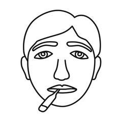 Thermometer and man vector icon.Outline,line vector icon isolated on white background thermometer and man.