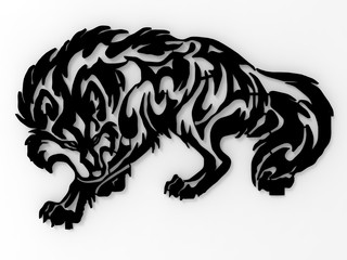 Obraz na płótnie Canvas 3D rendering - detailed 3D wolf artwork outline