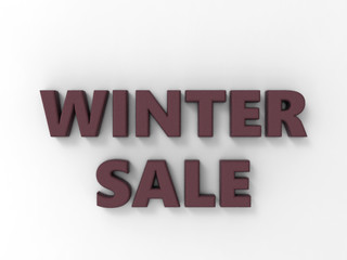 3D rendering - winter sale text with clothing material