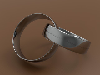 3D rendering - white silver wedding rings