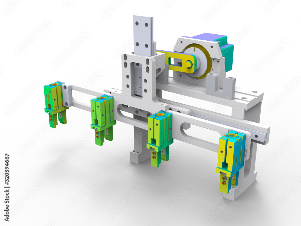Aufkleber 3d rendering - industrial gripper finite element analysis