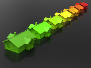 3D rendering - house energy efficiency concept