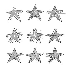 Obraz premium Stars set in doodle style. Vector illustartion.