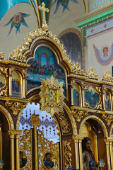 Fototapeta na wymiar Berezhany, Ukraine - August 24, 2013: Interiors and icons of the Church of the Holy Trinity. The church was built in 1768.