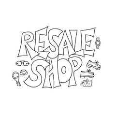 Obraz premium Resale shop quote. Message about sale in doodle style