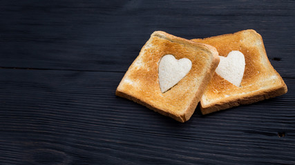 Toast witn a heart inside. Be my valentine concept